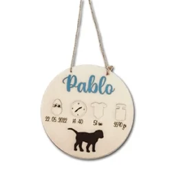 natalicio original personalizado Pablo azul perro cachorro labrador chocolate